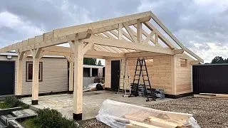 Навес для двух автомобилей с хозблоком КАРЕЛИЯ - миниатюра