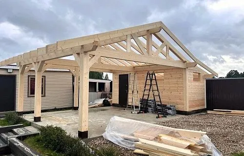 Навес для двух автомобилей с хозблоком КАРЕЛИЯ — Фото 6