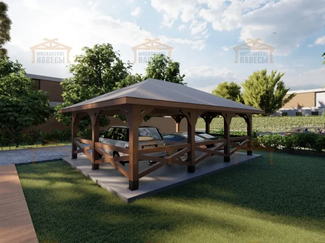 Навес для 3ех машин ВЕСТА — Фото 8