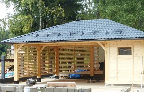 Деревянный навес для машин с хозблоком ЛИНКОЛЬН — Фото 6