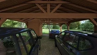 Навес для трех машин c хозблоком ТРИО XL - миниатюра