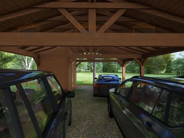 Навес для трех машин c хозблоком ТРИО XL — Фото 3