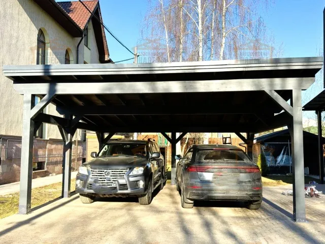 Деревянный односкатный навес для двух авто МОНБЛАН — Фото 7