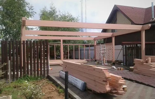Деревянный навес для двух авто СМАРТВИЛЛЬ — Фото 6