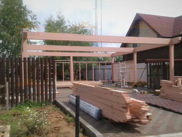 Деревянный навес для двух авто СМАРТВИЛЛЬ — Фото 6