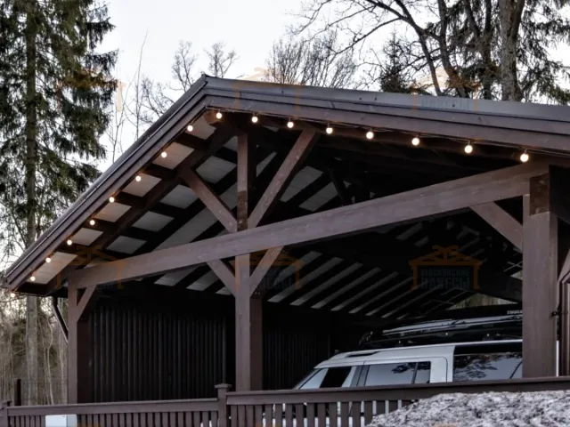 Навес для трех машин с хозблоком ТАХО — Фото 3