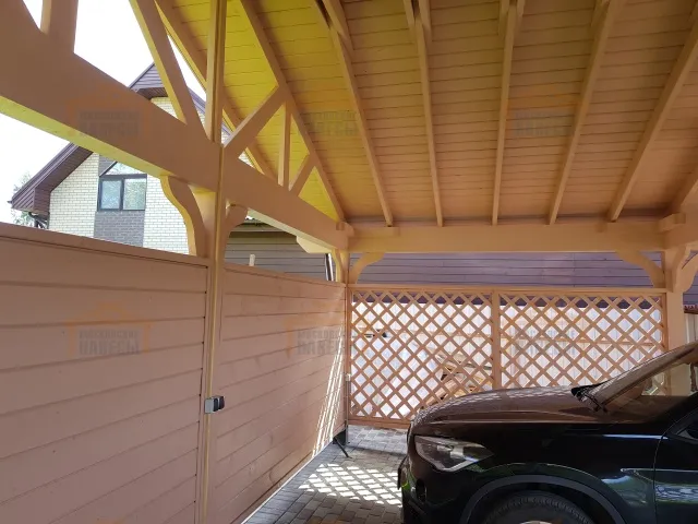 Деревянный навес для двух авто СМАРТВИЛЛЬ — Фото 4