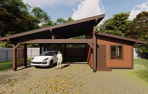 Навес для двух машин с хозблоком КОНАКОВО — Фото 8