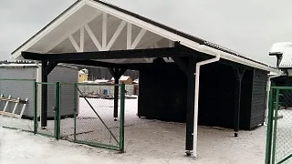 Навес для двух машин с хозблоком РИВЬЕРА - миниатюра