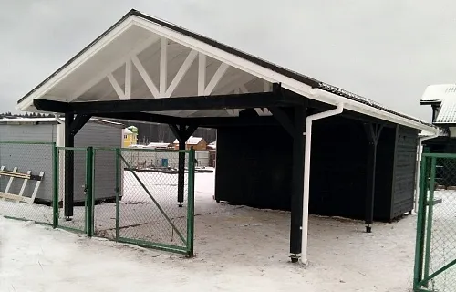 Навес для двух машин с хозблоком РИВЬЕРА — Фото 7