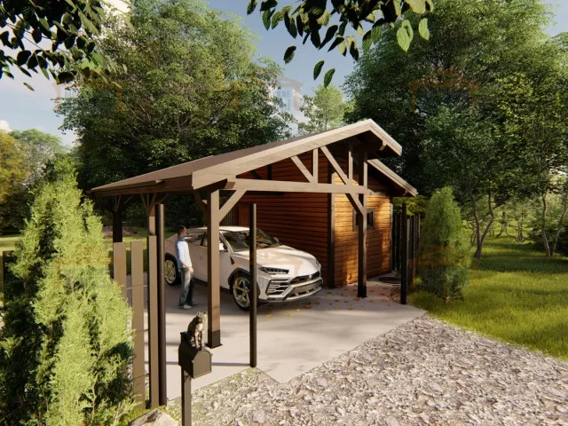 Навес для одного авто с хозблоком ВЕЛИГОРСКИЙ — Фото 9