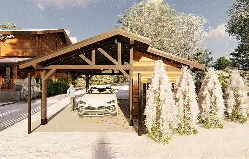 Навес для одного авто с хозблоком ВЕЛИГОРСКИЙ — Фото 8