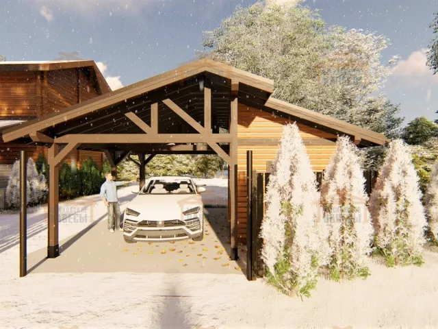 Навес для одного авто с хозблоком ВЕЛИГОРСКИЙ — Фото 8