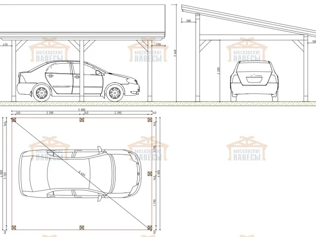 Навес для одного автомобиля ЛОТУС 2.0 — Фото 5
