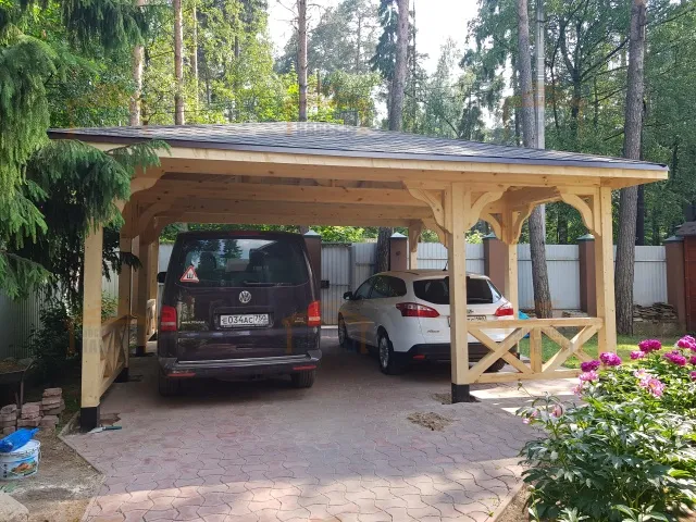 Навес для двух машин МАЛАХОВКА — Фото 2