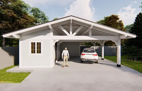 Навес для двух автомобилей с хозблоком БАВАРИЯ MAXI 2.0 — Фото 9