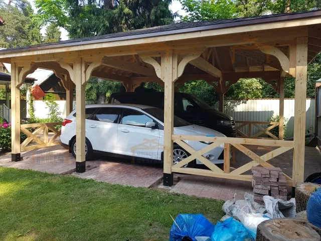 Навес для двух машин МАЛАХОВКА — Фото 3