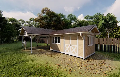 Навес для двух машин с хозблоком СПУТНИК — Фото 2