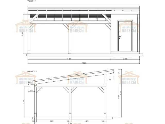 Навес для двух авто с хозблоком МОНОЛИТ — Фото 10