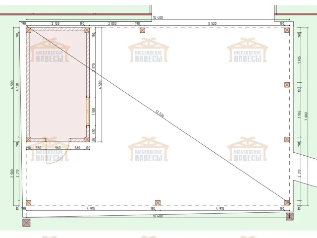 Деревянный навес для двух авто с хозблоком ПАНТЕОН — Фото 9
