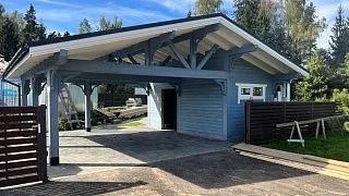 Навес для двух автомобилей с хозблоком БАВАРИЯ MAXI - миниатюра