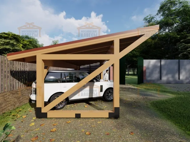 Деревянный навес для двух авто НИКОЛИНСКИЙ — Фото 9