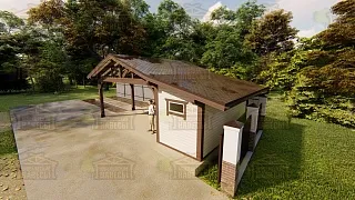 Навес для двух автомобилей с хозблоком КАРЕЛИЯ - миниатюра