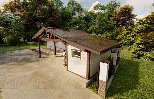 Навес для двух автомобилей с хозблоком КАРЕЛИЯ — Фото 5