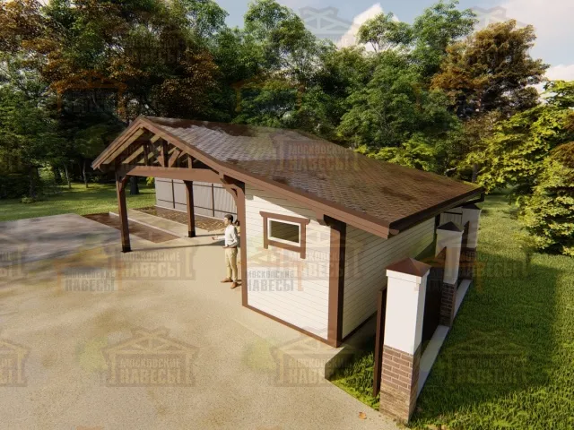 Навес для двух автомобилей с хозблоком КАРЕЛИЯ — Фото 11