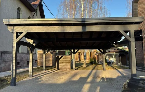 Деревянный односкатный навес для двух авто МОНБЛАН — Фото 8