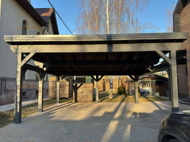 Деревянный односкатный навес для двух авто МОНБЛАН — Фото 8