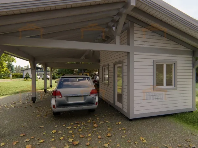 Навес для трех машин c хозблоком ТРИО XL — Фото 4