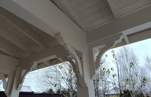 Деревянный навес для двух авто с хозблоком ПАНТЕОН — Фото 5