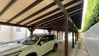 Деревянный навес для авто с ограждениями МОНТЕ-КАРЛО - миниатюра