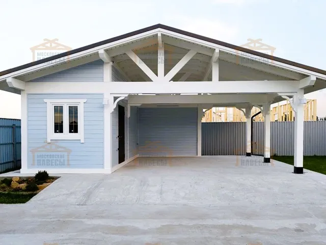 Навес для двух автомобилей с хозблоком БАВАРИЯ MAXI 2.0 — Фото 1