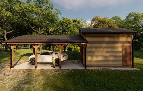 Навес для двух автомобилей с хозблоком БАЛАТОН — Фото 7