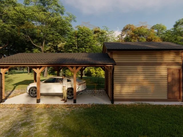 Навес для двух автомобилей с хозблоком БАЛАТОН — Фото 7