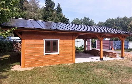 Навес для двух машин с хозблоком РИВЬЕРА 3.0 — Фото 2