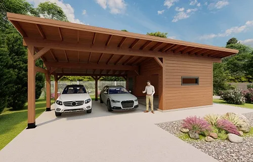 Навес для двух машин с хозблоком ОРЕГОН — Фото 7