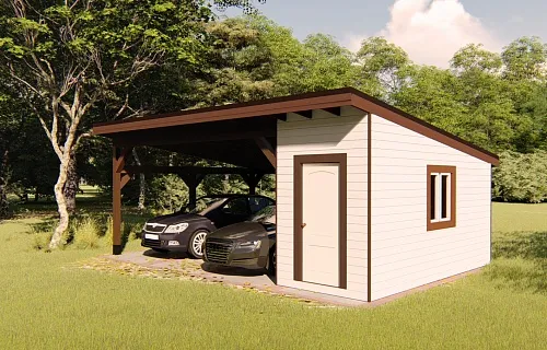 Навес для двух авто с хозблоком МОНОЛИТ — Фото 6