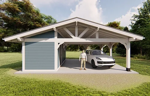 Навес для двух автомобилей с хозблоком БАВАРИЯ MAXI — Фото 10