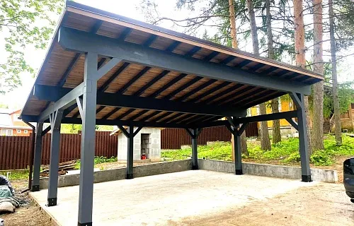 Деревянный односкатный навес для двух авто МОНБЛАН — Фото 2