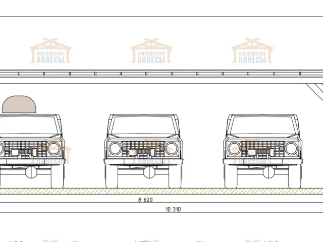 Навес для трех машин с хозблоком ТАХО — Фото 8