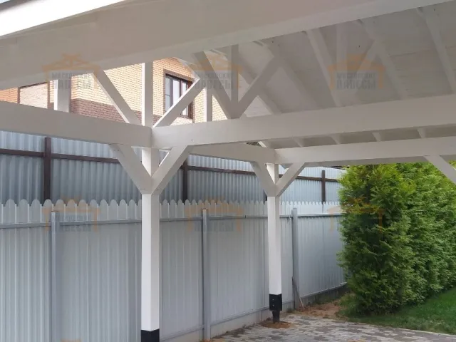 Деревянный навес для двух авто ОСТРОВ — Фото 2