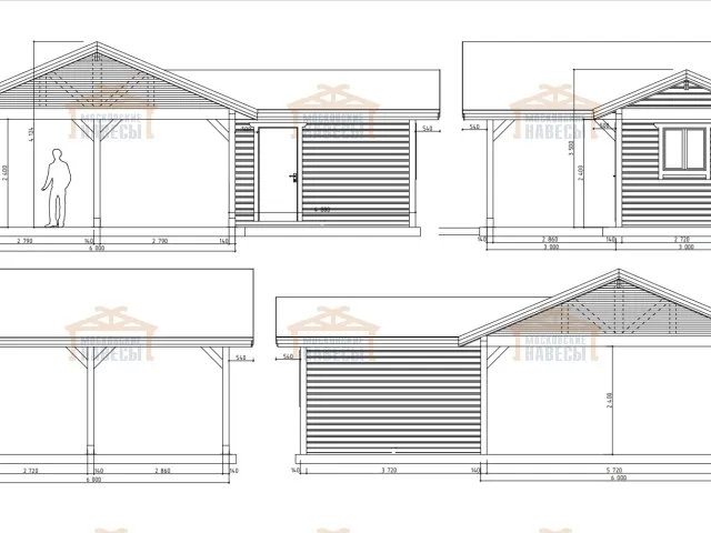 Навес для двух автомобилей с хозблоком КАЛИФОРНИЯ — Фото 15