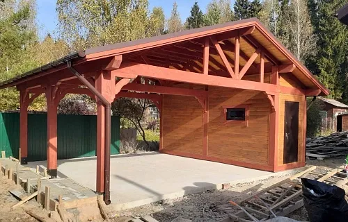 Навес для двух автомобилей с хозблоком БАВАРИЯ — Фото 7