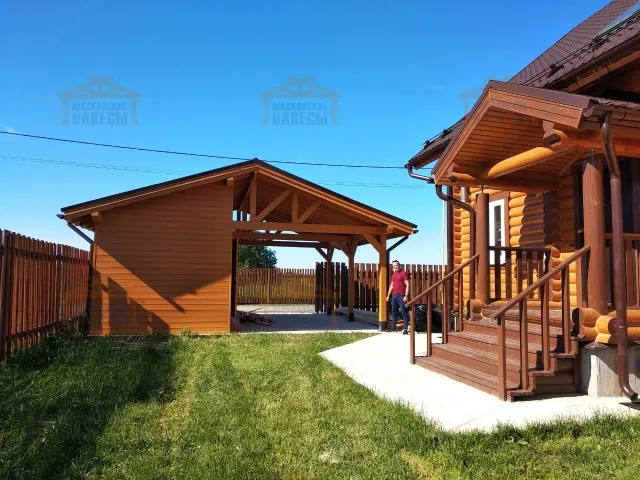 Навес для одного авто с хозблоком ВЕЛИГОРСКИЙ — Фото 4