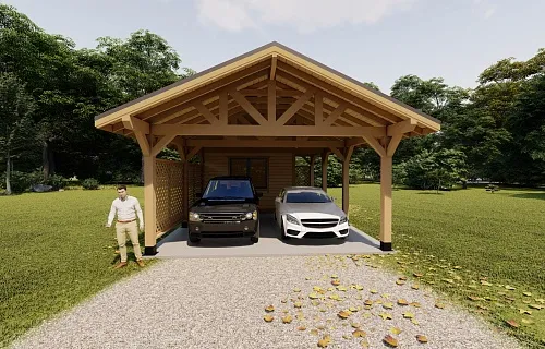 Деревянный навес для машин с хозблоком ЭЛЛАДА — Фото 8