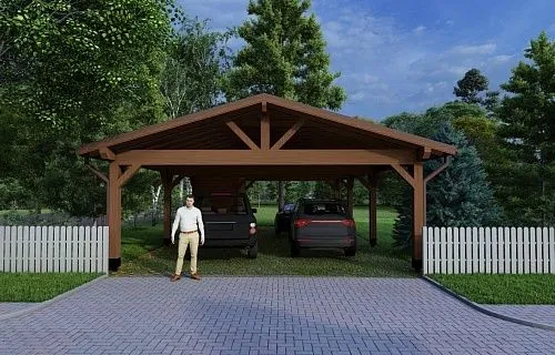 Навес для трех машин c хозблоком ТРИО XL — Фото 1