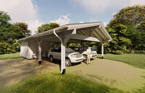 Навес для трех машин c хозблоком ТРИО XL — Фото 2